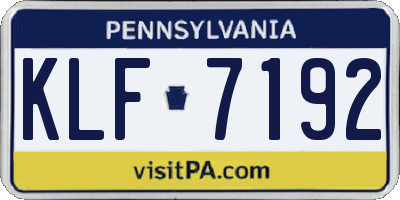 PA license plate KLF7192