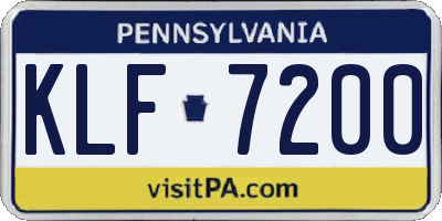 PA license plate KLF7200