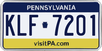 PA license plate KLF7201