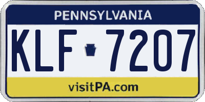 PA license plate KLF7207
