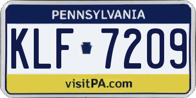 PA license plate KLF7209