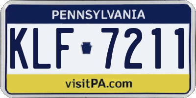 PA license plate KLF7211