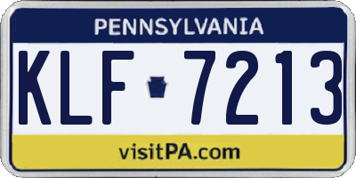 PA license plate KLF7213