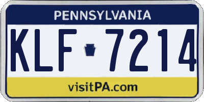 PA license plate KLF7214