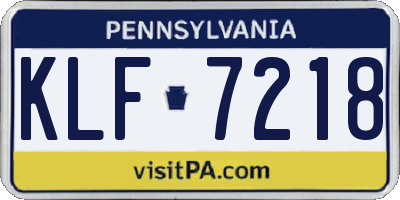 PA license plate KLF7218