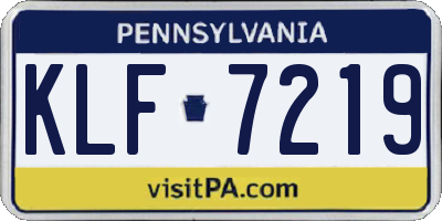 PA license plate KLF7219
