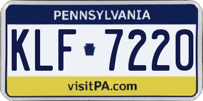 PA license plate KLF7220