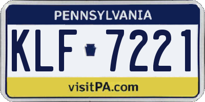 PA license plate KLF7221