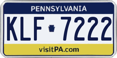 PA license plate KLF7222