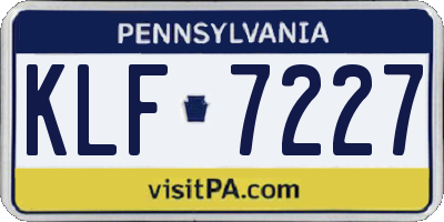 PA license plate KLF7227