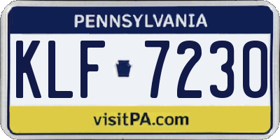 PA license plate KLF7230