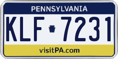 PA license plate KLF7231