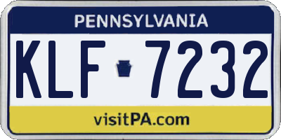 PA license plate KLF7232