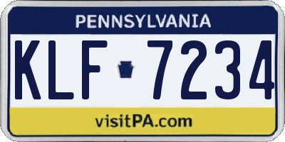 PA license plate KLF7234