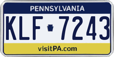 PA license plate KLF7243