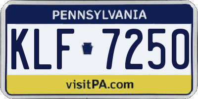 PA license plate KLF7250