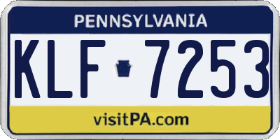 PA license plate KLF7253