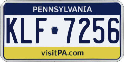PA license plate KLF7256