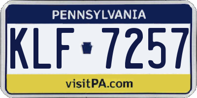 PA license plate KLF7257