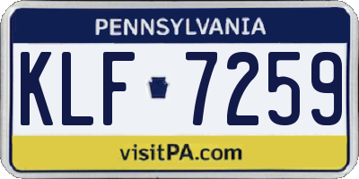 PA license plate KLF7259