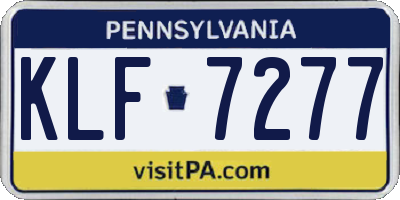 PA license plate KLF7277