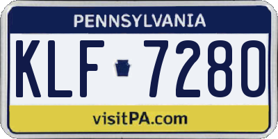 PA license plate KLF7280