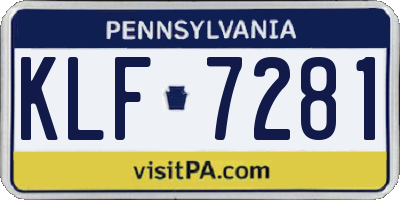 PA license plate KLF7281