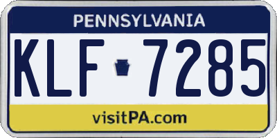 PA license plate KLF7285