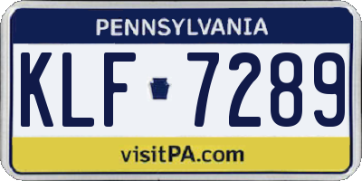 PA license plate KLF7289