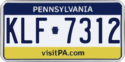 PA license plate KLF7312