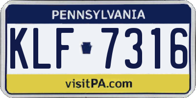 PA license plate KLF7316