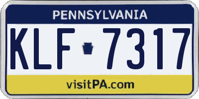 PA license plate KLF7317