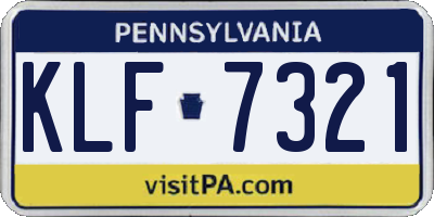 PA license plate KLF7321