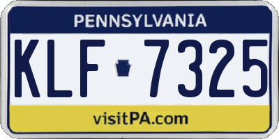 PA license plate KLF7325