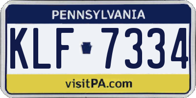 PA license plate KLF7334