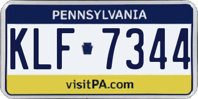PA license plate KLF7344