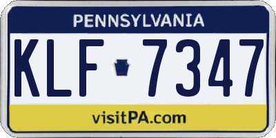 PA license plate KLF7347