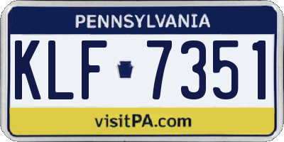 PA license plate KLF7351