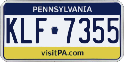 PA license plate KLF7355