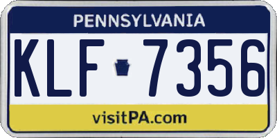 PA license plate KLF7356