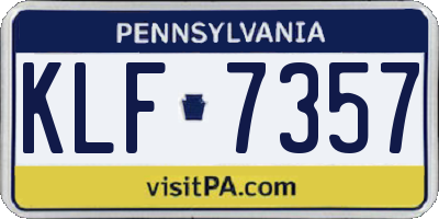 PA license plate KLF7357