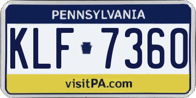 PA license plate KLF7360