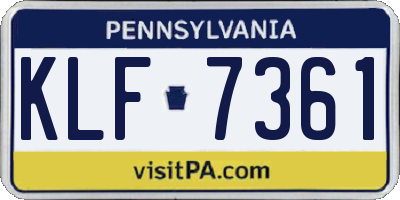 PA license plate KLF7361