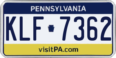 PA license plate KLF7362