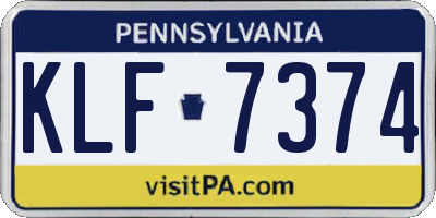 PA license plate KLF7374