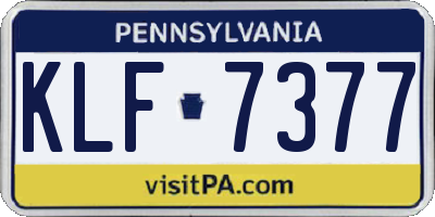 PA license plate KLF7377