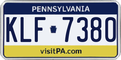 PA license plate KLF7380