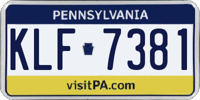 PA license plate KLF7381