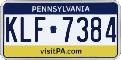 PA license plate KLF7384