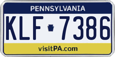 PA license plate KLF7386